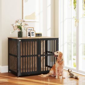 39" Dog Crate Furniture w/ Anti-Chew Resistant Anti-Escape Single Door (Option: Walnut-1140x850x145 mm)