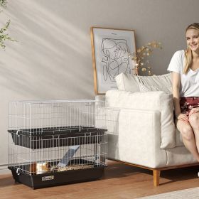 2-Tier Small Animal Cage with 2 Doors (Option: Black-915x475x180 mm)
