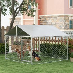 6.6' x 6.6' x 4.9' Dog Kennel Outdoor for Small Medium Dogs with Waterproof Roof (Option: Silver-1935x315x80 mm)