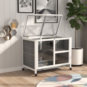 Outdoor Rabbit Enclosure Solid Wood Pet House with a Main Room for Sleeping and a Cage Area for Playing - Indoor/Outdoor (Option: 10x10x10 mm-10x10x10 mm)