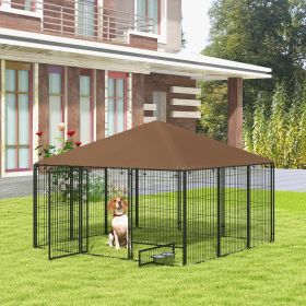 Outdoor Dog Kennel with Rotating Bowl Holders (Option: Coffee-695x205x1240 mm)
