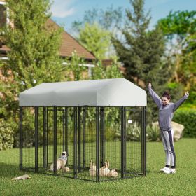 Outdoor Dog Kennel with Two-Room Design (Option: Silver-1360x620x320 mm)