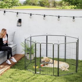39 Inch Exercise Pen, Heavy Duty Dog Playpen, 8 Panel Metal Pet Fence for Medium and Large Dogs, Black (Option: Black-1050x730x140 mm)