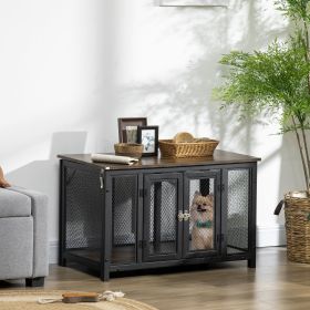 Dog Crate Furniture with Soft Cushion (Option: Brown-980x600x120 mm)